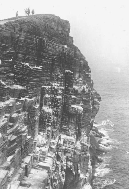 Copinsay’s cliffs impressed a 1774 visitor: “the inhabitants procure vast quantities of eggs of all the different seafowl that frequent the rock… nothing can be more dreadful than to see one let over these cliffs, which makes people unaccustomed to shudder”.